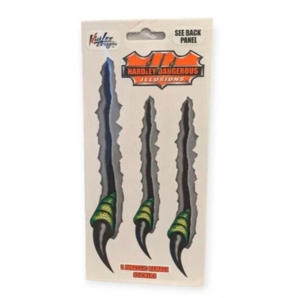 NWT Stickers Claws Jurassic Decal Car Damage Hardley Dangerous Dinosaur Y2K 2001 - Picture 1 of 8